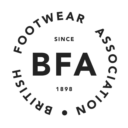 A circular black logo on a white background reading 'BRITISH FOOTWEAR ASSOCIATION' around the perimeter, with 'SINCE BFA 1898' centered inside.